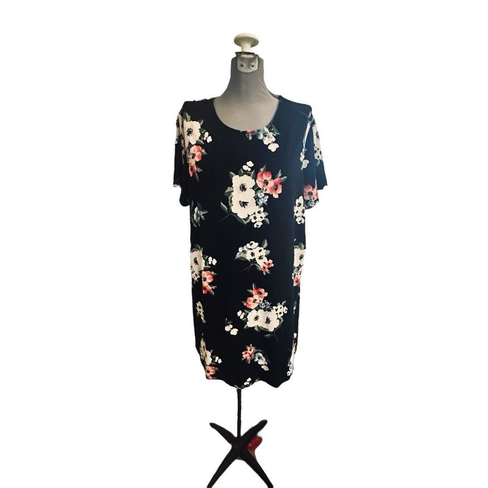 J. Jill Black and White Floral Midi Dress